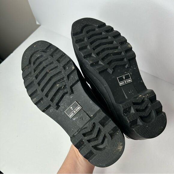 Vintage Eddie Bauer Black Chunky Platform Loafers Slip-On Shoes 7 Rubber - Picture 6 of 9